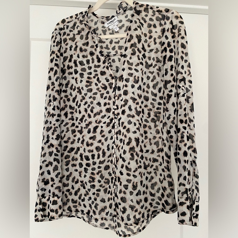 Sheer Leopard Print Women's Top